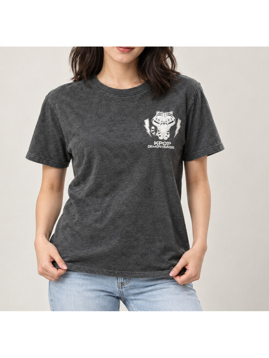 Netflix Tops - KPop Demon Hunters Derpy Tiger Graphic T Shirt Large L Charcoal Grey Netflix NWT